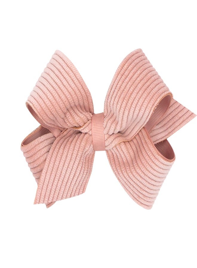 Wee Ones Girls' Grosgrain Bow with Wide Wale Vorduroy Overlay on a WeeStay Hair Clip, Medium, Sweet Nectar - Image 1